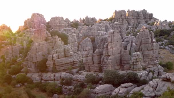 Krasová Krajina Torcal Antequera Malaga Španělsko Při Západu Slunce Zvláštní — Stock video