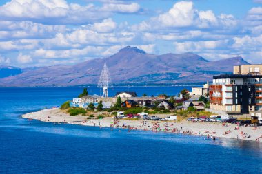 Bariloche, Arjantin. 8 Şubat 2020. Centenario Plajı Manzarası (Playa Centenario)