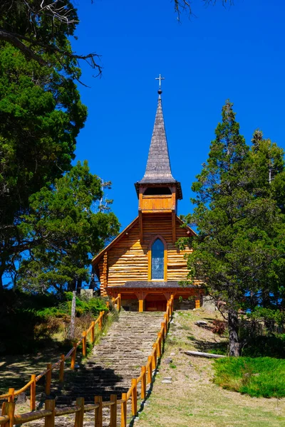 Bariloche Argentinië Februari 2020 Kerk Van San Eduardo Een Houten — Stockfoto