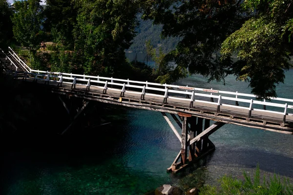 Villa Angostura Argentyna Lutego 2020 Widok Starego Mostu Nad Rzeką — Zdjęcie stockowe