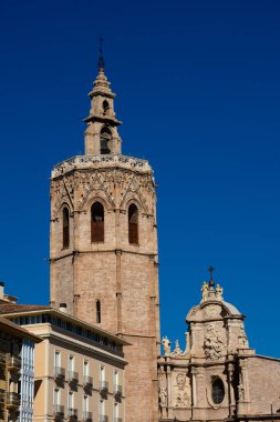 Valencia Katedrali 'nin Bell Kulesi (El Miguelete o Torre del Micalet). Valencia, İspanya