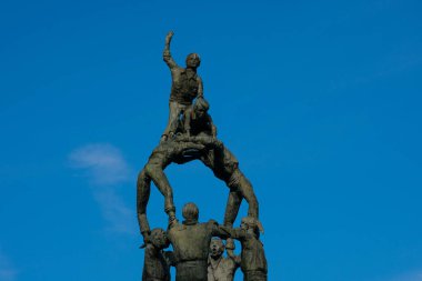 Tarragona, İspanya. 9 Şubat 2019. Castellers Anıtı. İnsan kulesi yarışması