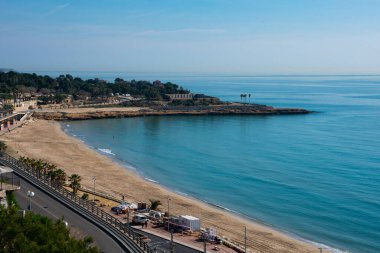 Tarragona, İspanya. 8 Şubat 2019. Akdeniz manzarası var. Tarragona 'nın Akdeniz Balkonu