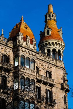 Barselona, İspanya. 9 Şubat 2019. Casa Rocamora veya Casa Lleo Morera Passeig de Gracia Bulvarı 'nda Bassegoda kardeşler tarafından inşa edildi.)