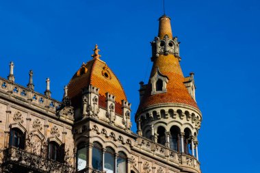 Barselona, İspanya. 9 Şubat 2019. Casa Rocamora veya Casa Lleo Morera Passeig de Gracia Bulvarı 'nda Bassegoda kardeşler tarafından inşa edildi.)