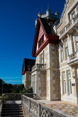 Santander, İspanya. 12 Şubat 2019. Magdalena Sarayı (Palacio de la Magdalena) Magdalena Yarımadası 'nda yer almaktadır.