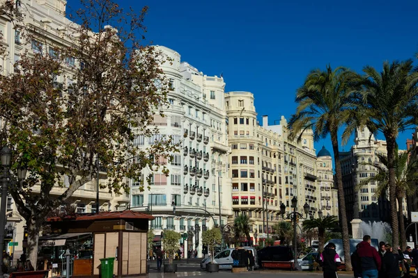 Valencia España Febrero 2019 Vista Plaza Del Ayuntamiento —  Fotos de Stock