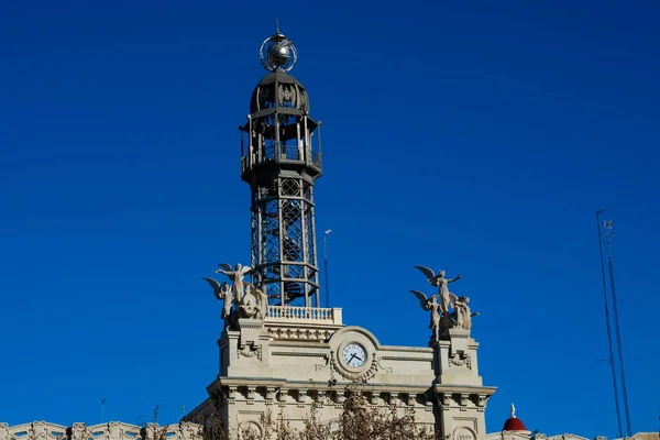 Башня Почты Телеграфного Здания Oficina Correos Возле Ратушной Площади Валенсия — стоковое фото