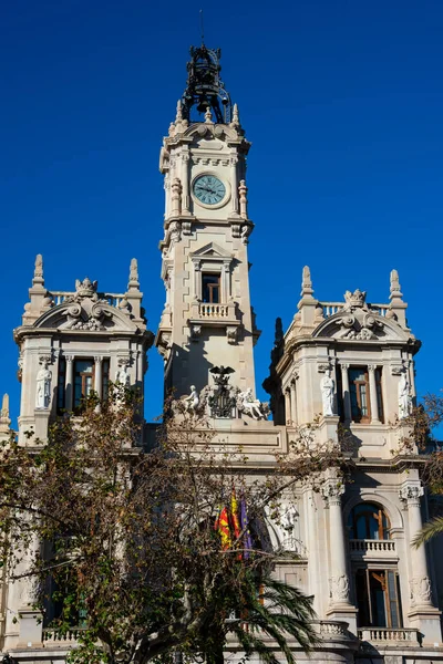 Άποψη Του Δημαρχείου Edificio Del Ayuntamiento Βαλένθια Ισπανία Εικόνα Αρχείου