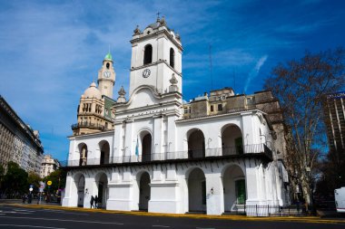 Buenos Aires, Arjantin. 19 Ağustos 2019. Buenos Aires Cabildo, Buenos Aires 'te bir kamu binası. Sömürge döneminde belediye meclisi başkanı olarak kullanılıyordu.