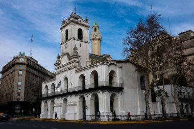 Buenos Aires, Arjantin. 19 Ağustos 2019. Buenos Aires Cabildo Sarayı ve Buenos Aires Şehir Meclisi Saat Kulesi