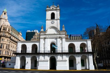 Buenos Aires, Arjantin. 19 Ağustos 2019. Buenos Aires Cabildo, Buenos Aires 'te bir kamu binası. Sömürge döneminde belediye meclisi başkanı olarak kullanılıyordu.