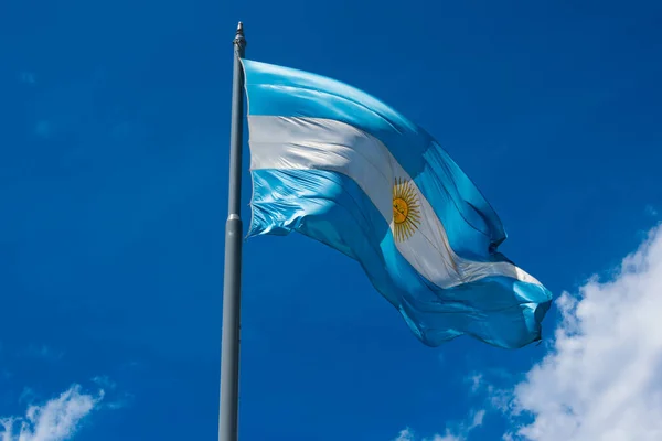 Argentinská Vlajka Bandera Argentina Bandera Nacional Vodorovný Kmen Světle Modré — Stock fotografie