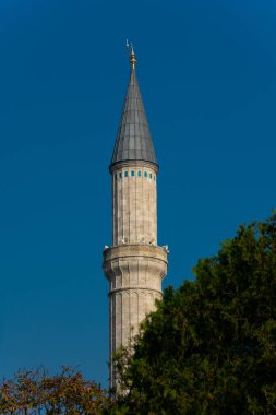 İstanbul, Türkiye. 19 Kasım 2019. Ayasofya Minaresi (Kutsal Bilgelik Kilisesi - Ayasofya)