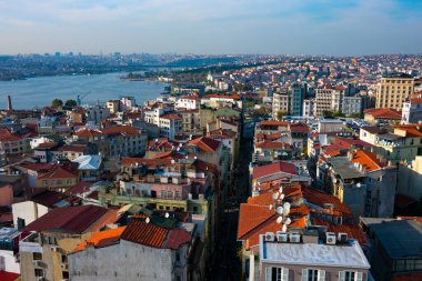 İstanbul, Türkiye. 20 Kasım 2019. Karakol bölgesinin havadan görünüşü, Beyoğlu bölgesi. Galata Kulesi 'nden alındı (Galata Kulesi)