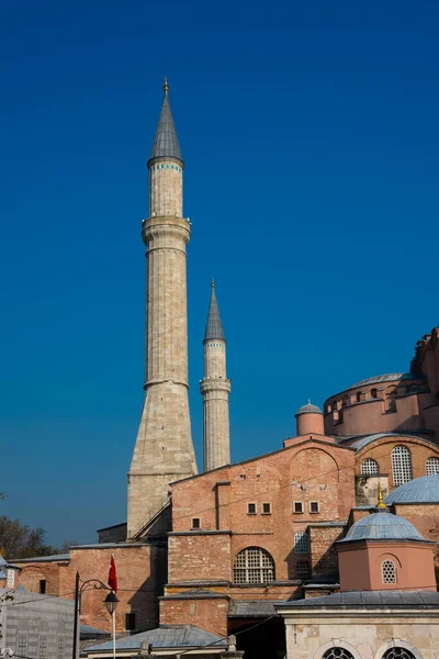 Stambuł Turcja Listopada 2019 Minarety Hagia Sophia Kościół Świętej Mądrości — Zdjęcie stockowe