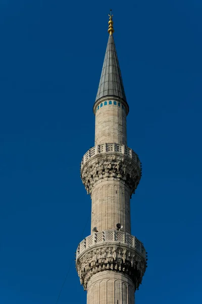 Minaret Sultan Ahmed Mosque Sultan Ahmet Camii 也被称为蓝色清真寺 土耳其伊斯坦布尔 — 图库照片