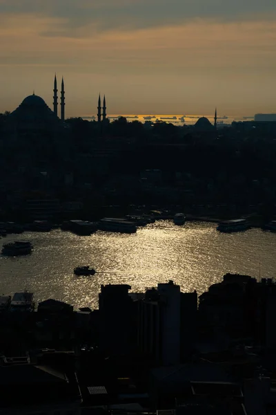 Utsikt Över Istanbul Stad Och Golden Horn Vattenvägen Altn Boynuz — Stockfoto