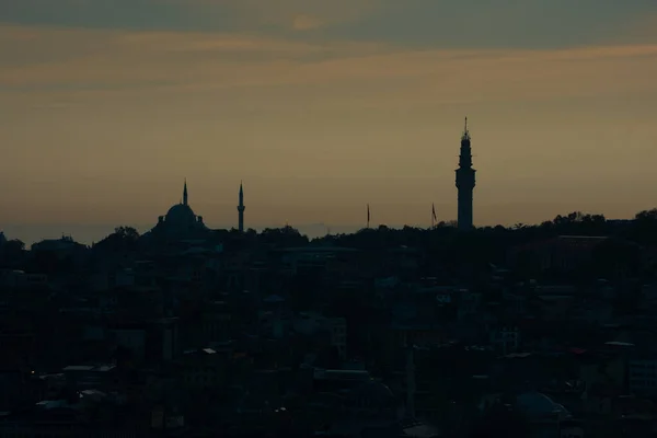 Вид Город Стамбул Вечером Закат Стамбуле Турция — стоковое фото