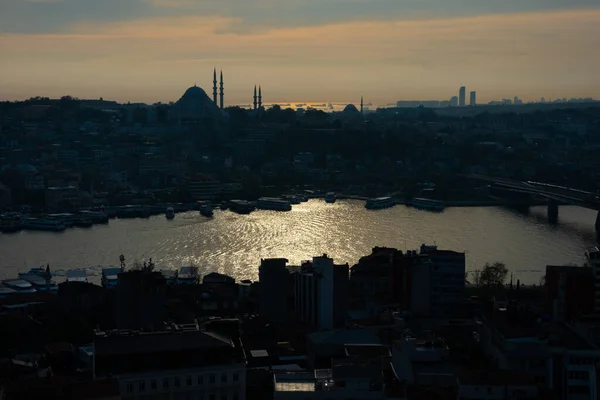 Kilátás Isztambul Város Golden Horn Vízi Altn Boynuz Vagy Halic — Stock Fotó