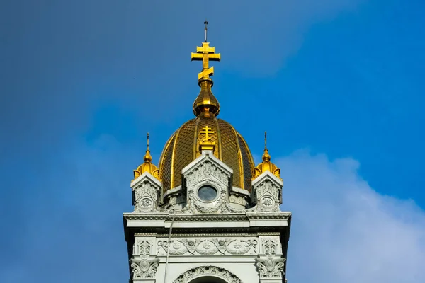 Goldenes Kreuz Und Kuppel Der Bulgarischen Stephans Kirche Sveti Stefan — Stockfoto