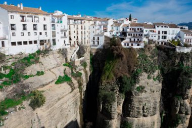 Ronda, İspanya. 19 Ocak 2018. Tajo Gorge 'daki Ronda köyünün görüntüsü (Tajo de Ronda)