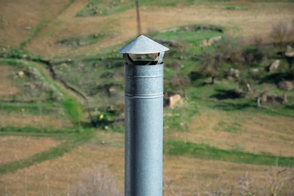 Vista Una Chimenea Típica Casa Acero —  Fotos de Stock