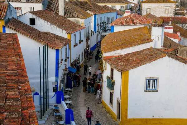 Obidos Portugal Enero 2018 Vista Ciudad Medieval Obidos Calle Principal —  Fotos de Stock