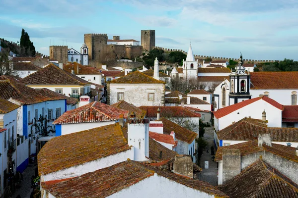 Óbidos Portugal Janeiro 2018 Vista Cidade Medieval Óbidos Castelo Óbidos — Fotografia de Stock