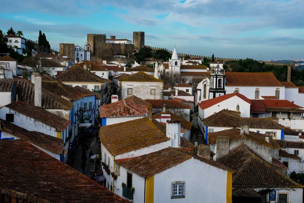 Óbidos Portugal Janeiro 2018 Vista Cidade Medieval Óbidos Castelo Óbidos — Fotografia de Stock