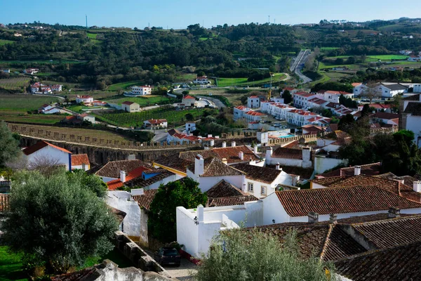 Óbidos Portugal Janeiro 2018 Vista Cidade Das Muralhas Óbidos — Fotografia de Stock