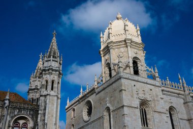 Belem, Lisbon. Portekiz. 23 Ocak 2018. Jeronimos Manastırı ya da Hieronymites Manastırı (Mosteiro dos Jeronimos) Portekiz Geç Gotik Mimari Manueline tarzı
