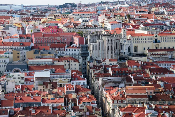 Lisboa Portugal Enero 2018 Lisboa Vista Ciudad Elevador Santa Justa —  Fotos de Stock