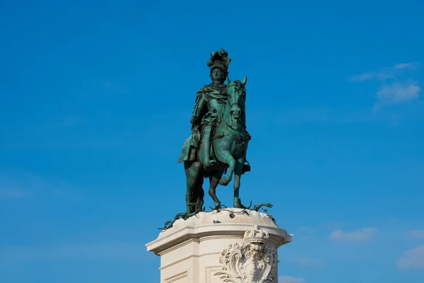 里斯本Lisbon 葡萄牙 2018年1月23日 商务广场 Praca Comercio 的荷西一世国王雕像 — 图库照片