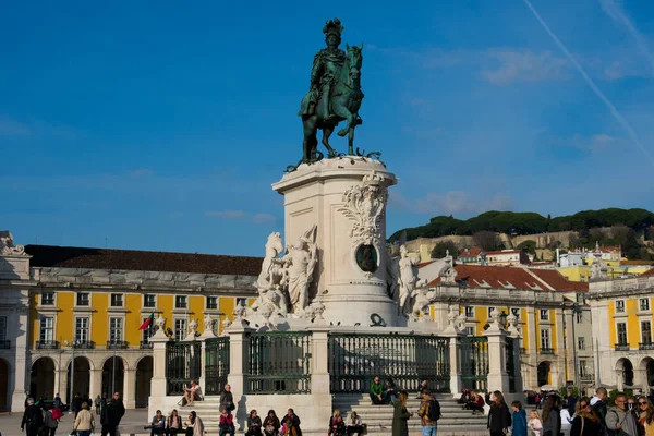 Lizbon Portekiz Ocak 2018 Kral Jose Nin Ticaret Meydanı Heykeli — Stok fotoğraf