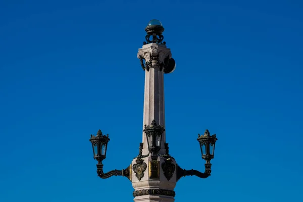 Antico Lampione Piazza Marchese Pombal Praca Marques Pombal Lisbona Portogallo — Foto Stock