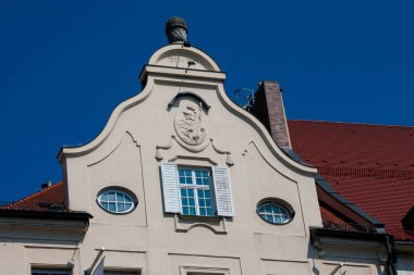 Münih, Almanya. 21 Ağustos 2018. Eski bina cephesi