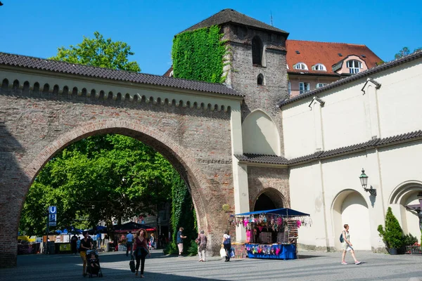 Μόναχο Γερμανία Αυγούστου 2018 Sendlinger Tor Πύλη Είναι Μια Πύλη Royalty Free Εικόνες Αρχείου