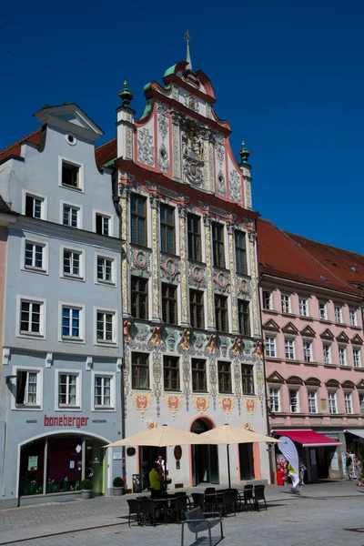 Landsberg Lech Německo Srpna2018 Barevné Domy Historické Staré Město Hlavní — Stock fotografie
