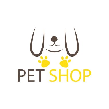 Köpek çizimi, evcil hayvan dükkanı logo şablonu vektörü
