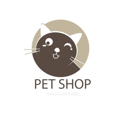 Kedi, Evcil Hayvan dükkanının simge şablonu vektörü