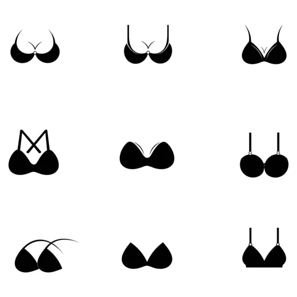 Set Bra Icon Logo Free Vector Design — Stock Vector