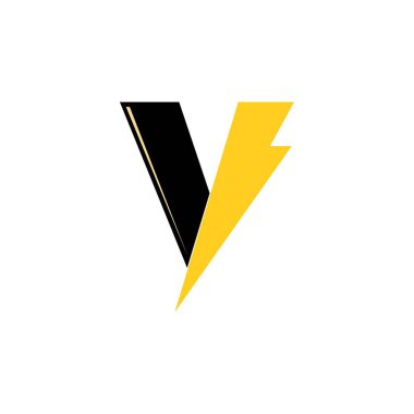 V Harfi Enerji Simgesi Vektör Tasarımı