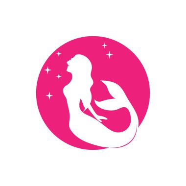 Denizkızı simgesi şablon vektör tasarımı