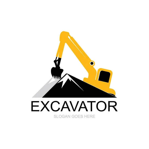 Design Vettoriale Escavatore Logo Montagna Gratuito — Vettoriale Stock