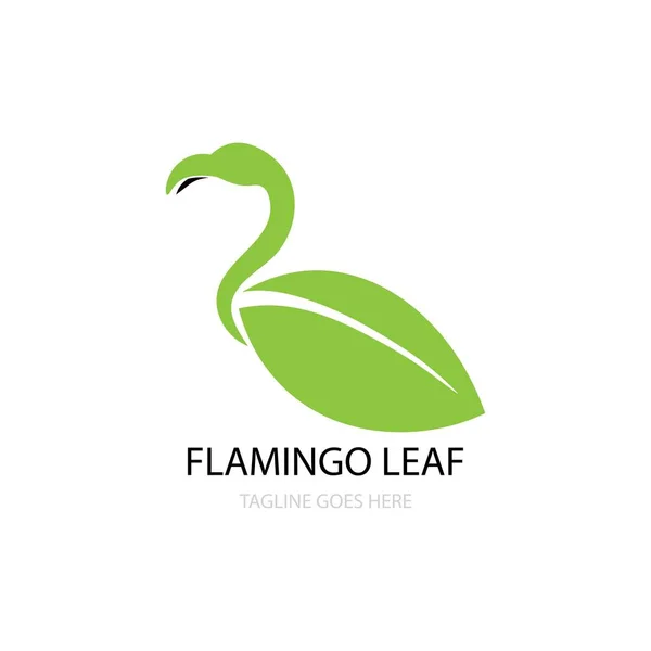 Flamingo Hoja Icono Plantilla Vector — Vector de stock