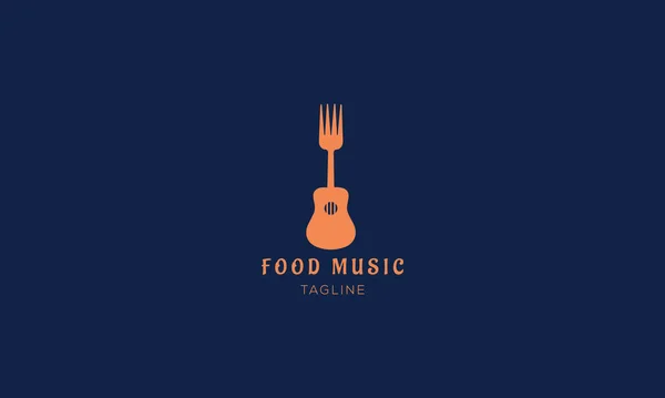 Food Music Logo Gitarre Mit Gabel Konzept Logo Vorlage Für — Stockvektor