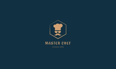 Usta Şef Restoran Logo Vektör Tasarım Şablonu. Asgari Restoran Logosu