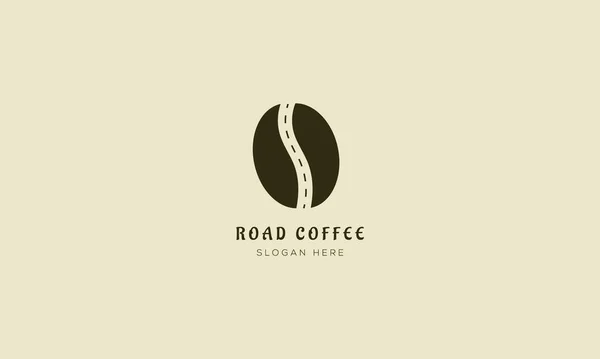 Road Kaffee Logo Design Mit Kaffeebohnen — Stockvektor