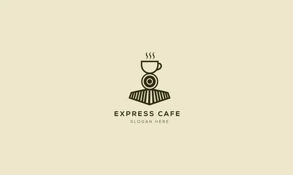 Ekspres Kafe Logosu Tasarımı Veya Kahve Ekspresi Logosu Şablonu — Stok Vektör